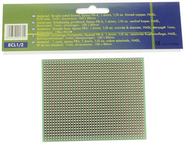 Velleman ECL1/2 Europlatine (L x B) 80 mm x 100 mm Rastermaß 2.54 mm Inhalt 1 St.