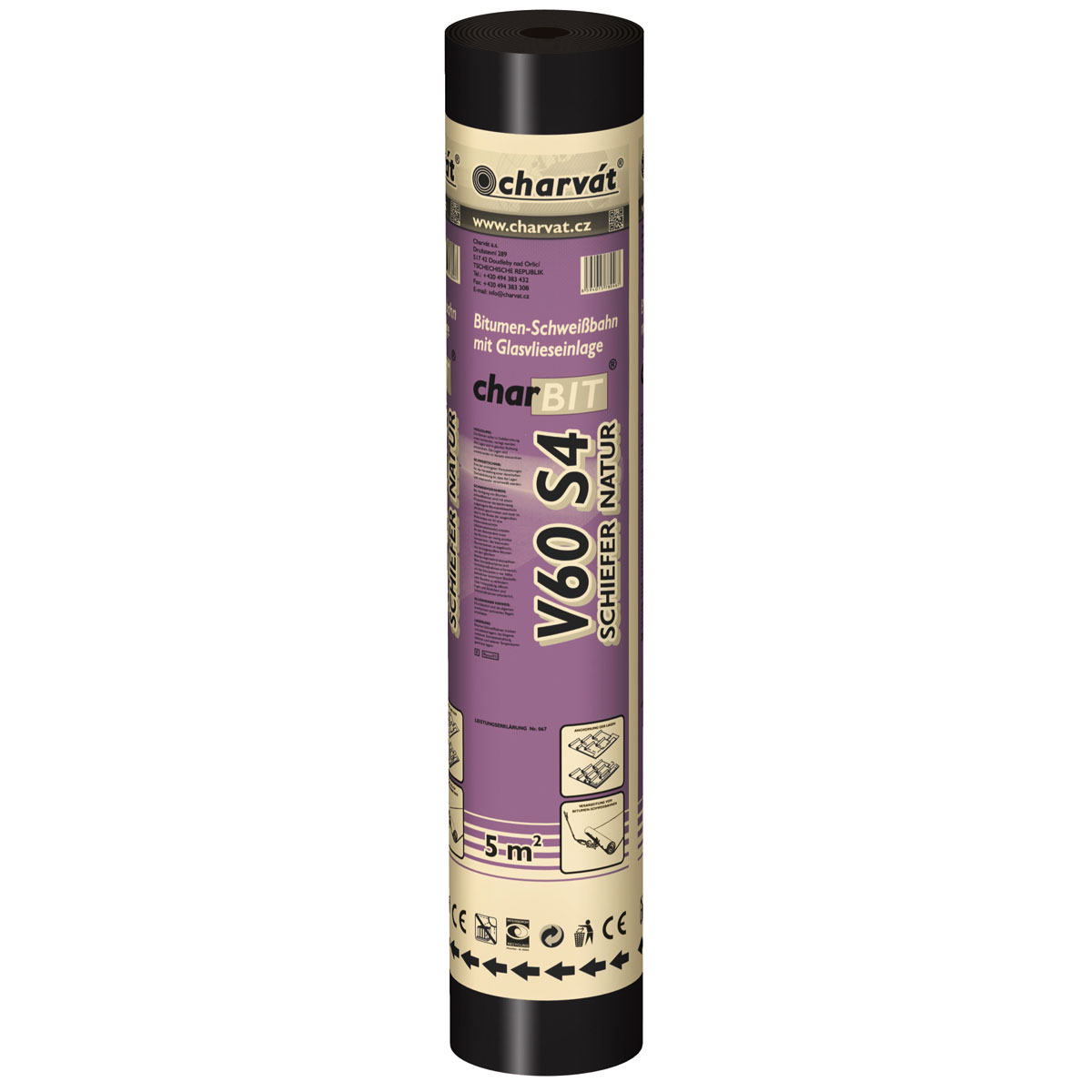 Dachpappe charBIT V60 S4 mit Glasvlieseinlage schiefer natur | 110064
