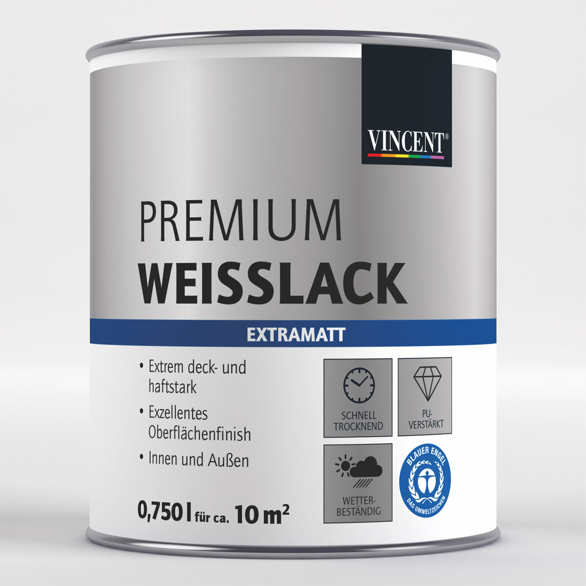 Vincent Premium Weißlack RAL 9003 signalweiß extramatt 750 ml | 75 | 0,75 | Matt | 110656