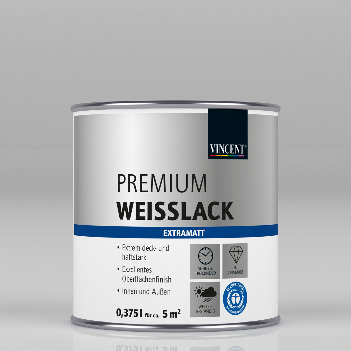Vincent Premium Weißlack RAL 9003 signalweiß extramatt 375 ml | 375 | 0,375 | Matt | 110660