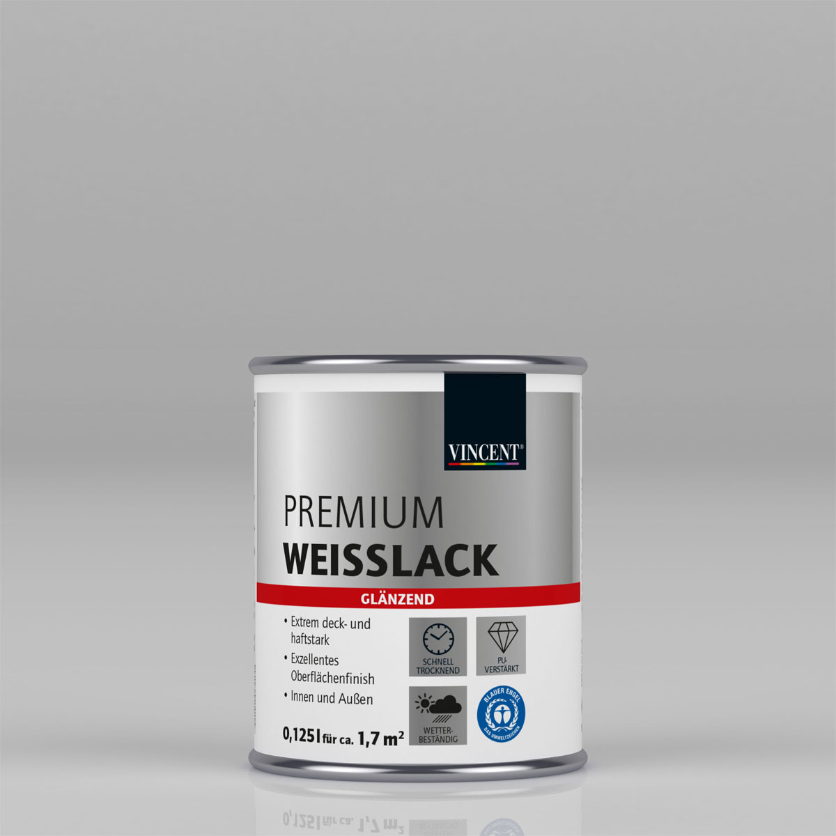 Vincent Premium Weißlack RAL 9003 signalweiß glänzend 125 ml | 0,125 | 125 | Glänzend | 110675