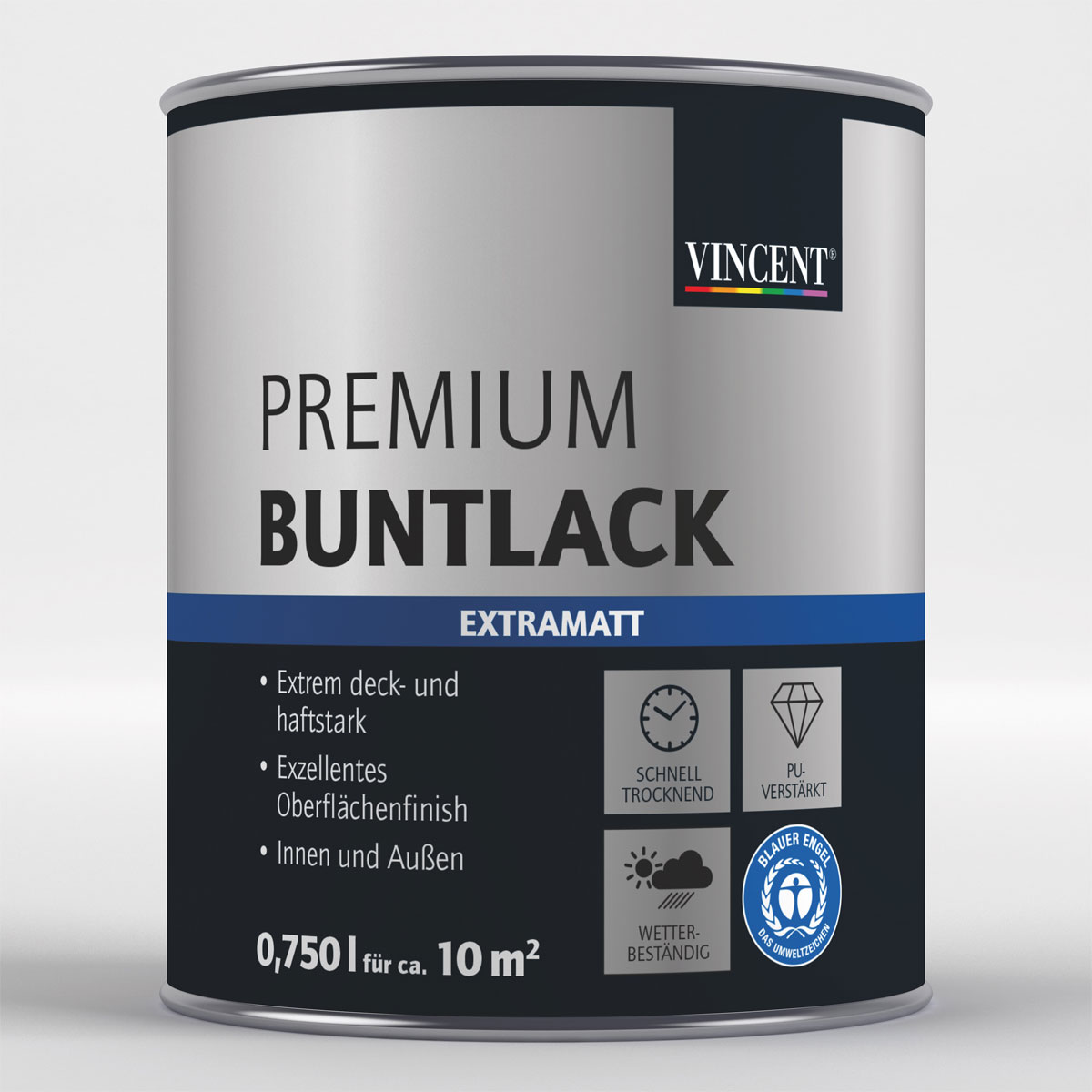 Vincent Premium Buntlack grau metallic extramatt 750 ml | 0,75 | Matt | 110701