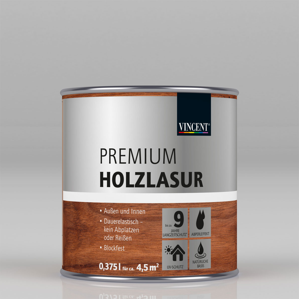 Vincent Premium Holzlasur Grau 0,375 L | 0,375 | 110793
