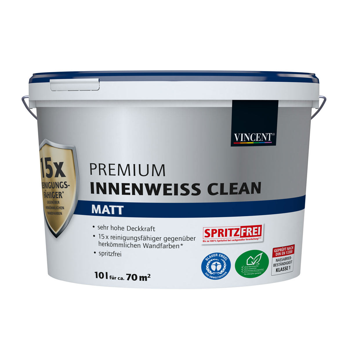 Vincent Wand- und Deckenfarbe Premium Innenweiss Clean matt 10 L | 116550