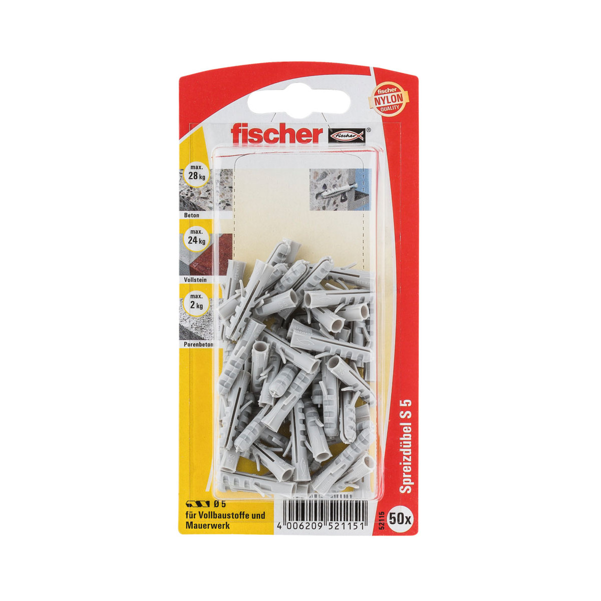 Fischer  Dübel S 5 50 Stück | 50 | 130181