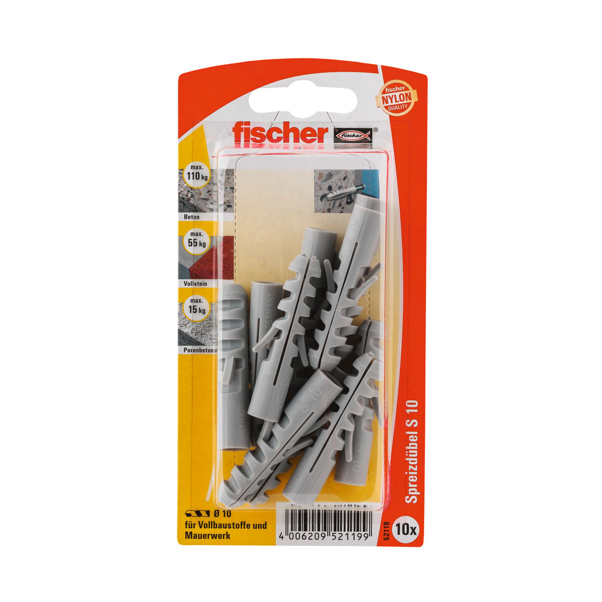 Fischer  Spreizdübel S 10 10 Stück | 10 | 130184