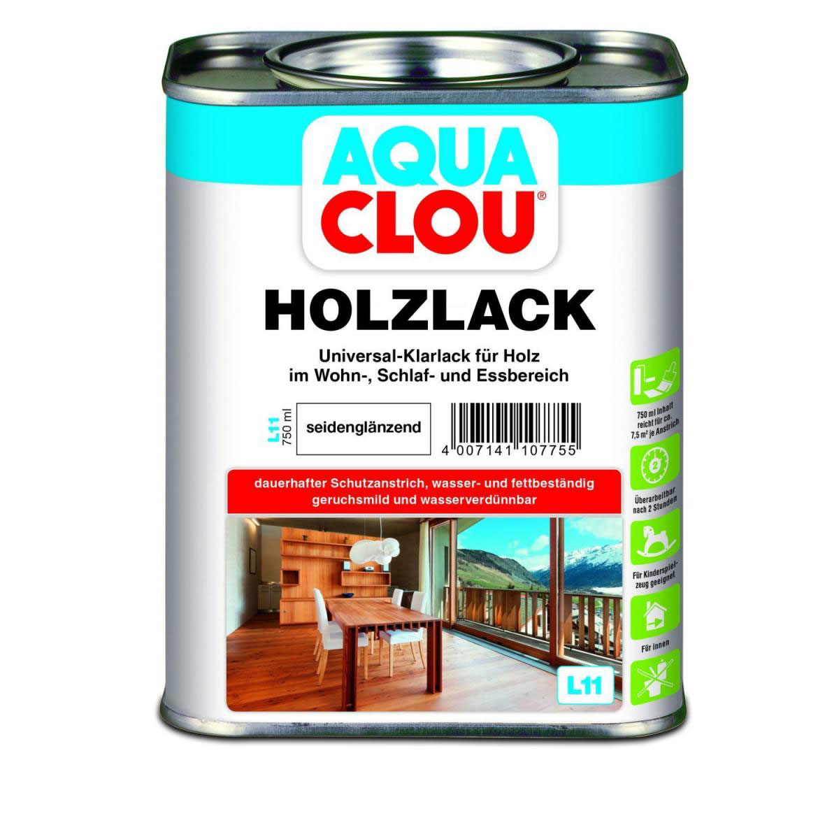Clou L11 Aqua Holzlack Seidenglänzend 750 ml | 0,75 | 189741