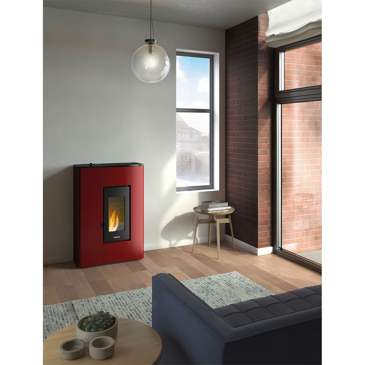 FreePoint Pelletofen Atrium 5" bis 5,2 kW Heizleistung bordeaux | rot | 206909 – Bild 3
