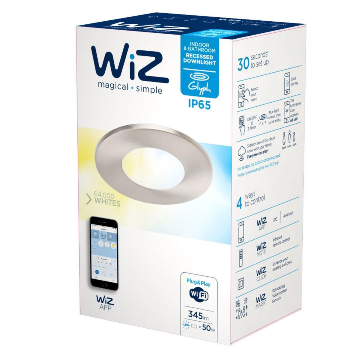 Smarte LED-Deckeneinbauleuchte Glyph weiß Nickel-Oberfläche | silber | 214577