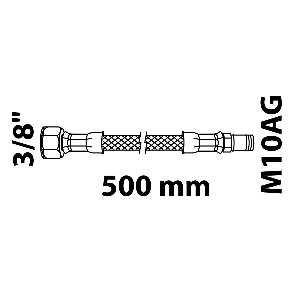 Kirchhoff Flex-Anschlussschlauch schwarz matt 3/8" IGxM10AG 500 mm lang | 215337