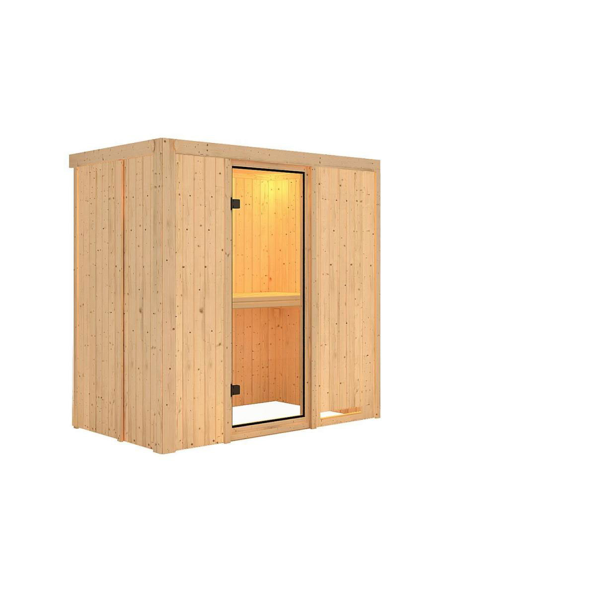 Karibu Sauna Variado Fronteinstieg ohne Ofen kein Kranz Klarglas-Tür | Nein | ohne Ofen | Klarglastür | Nein | 221750