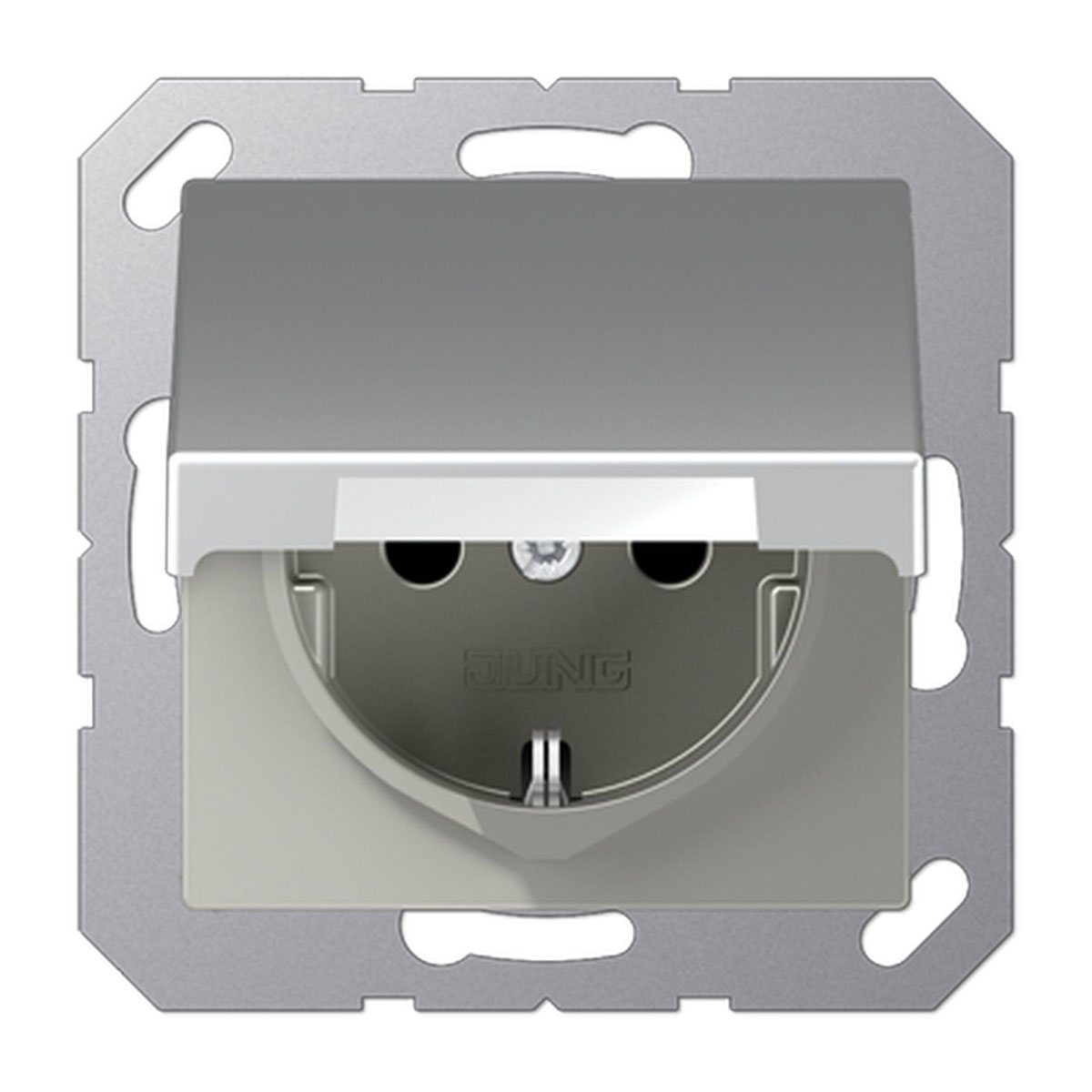 Jung SCHUKO-Steckdose AS 500 Klappdeckel aluminiumfarben | aluminium | 234532