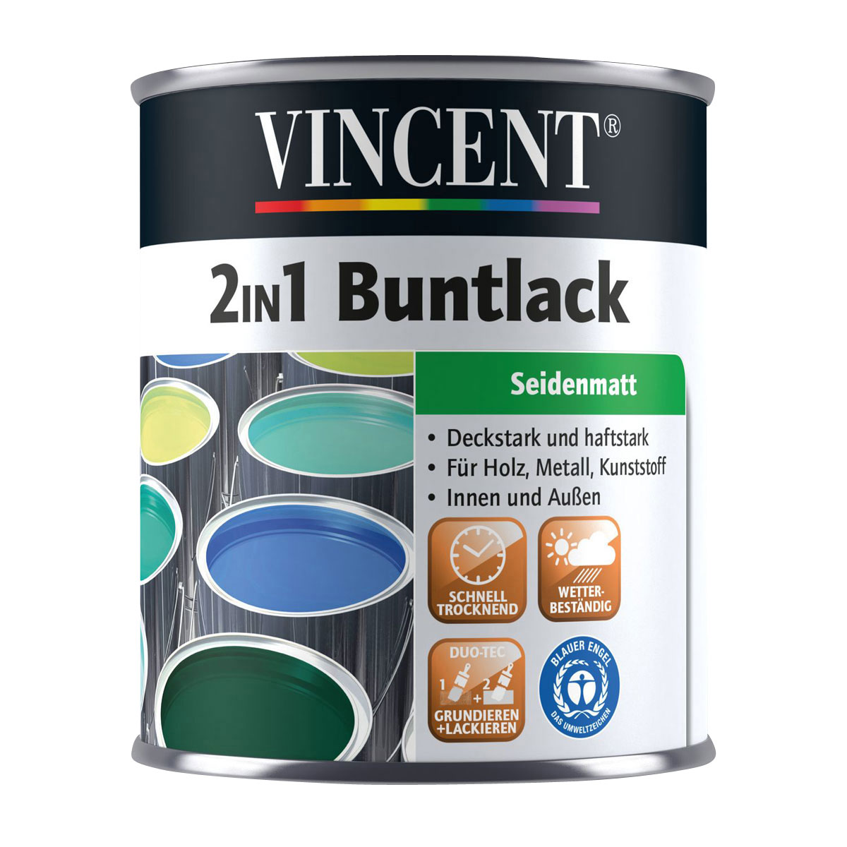 Vincent 2in1 Buntlack Laubgrün seidenmatt 375 ml | 0,375 | Seidenmatt | 243839