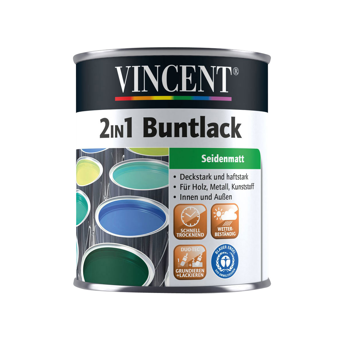 Vincent 2in1 Buntlack anthrazit seidenmatt 375 ml | 0,375 | Seidenmatt | 243852