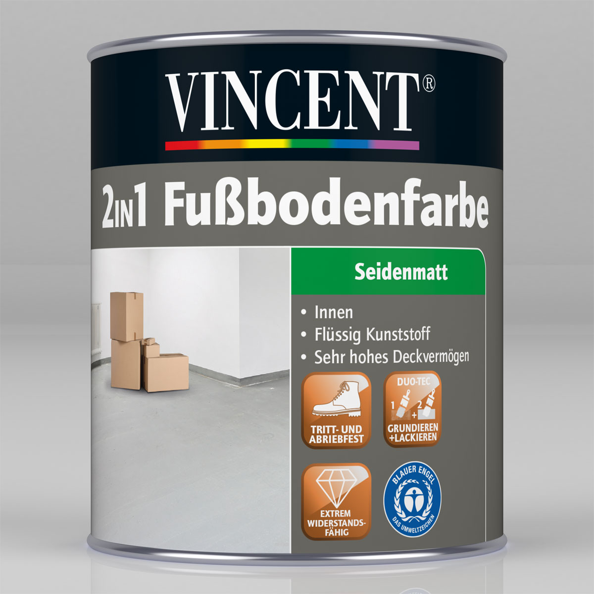 Vincent 2in1 Fußbodenfarbe blaugrau 2,5 L | 2,5 | 2.5 | 243918