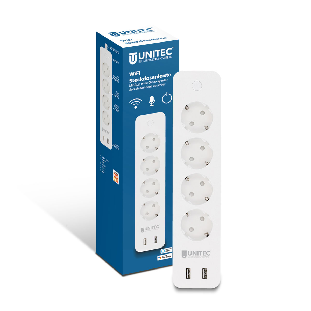 Unitec WIFI Steckdosenleiste Smart 4fach inkl 2xUSB weiß | 247167