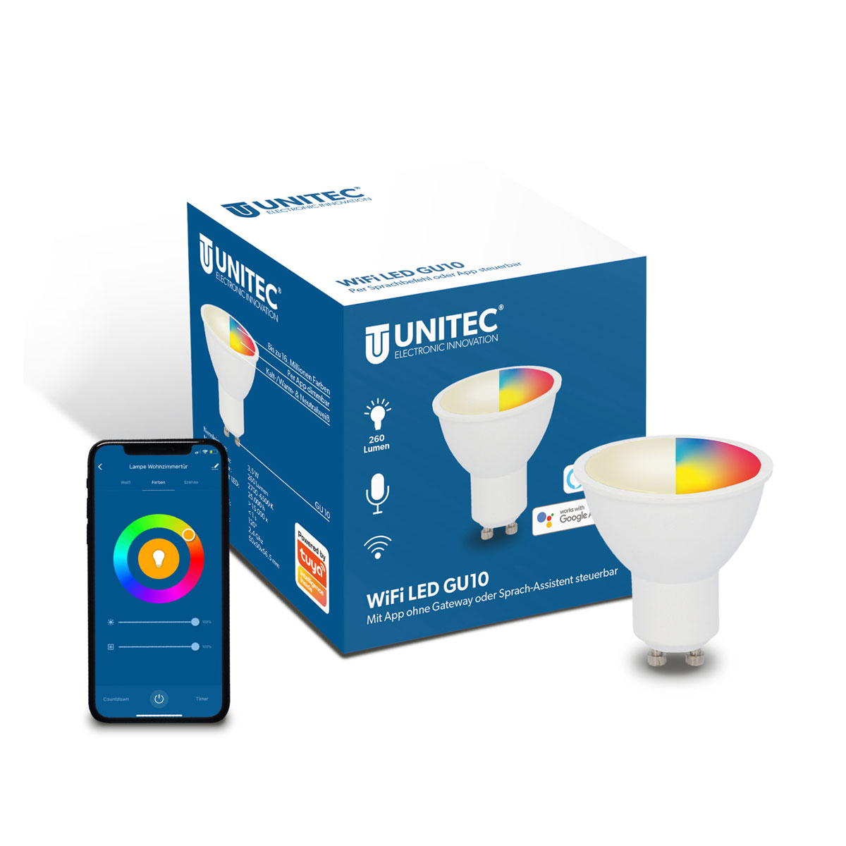 Unitec WIFI LED-Leuchtmittel Smart GU10 3,5W RGB CCT dimmbar | 247428 – Bild 4