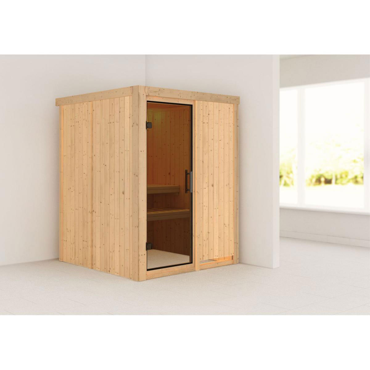 Karibu Sauna Norin Fronteinstieg ohne Zubehör moderne Tür | 9 kW finnisch | moderne Tür | Nein | 250008