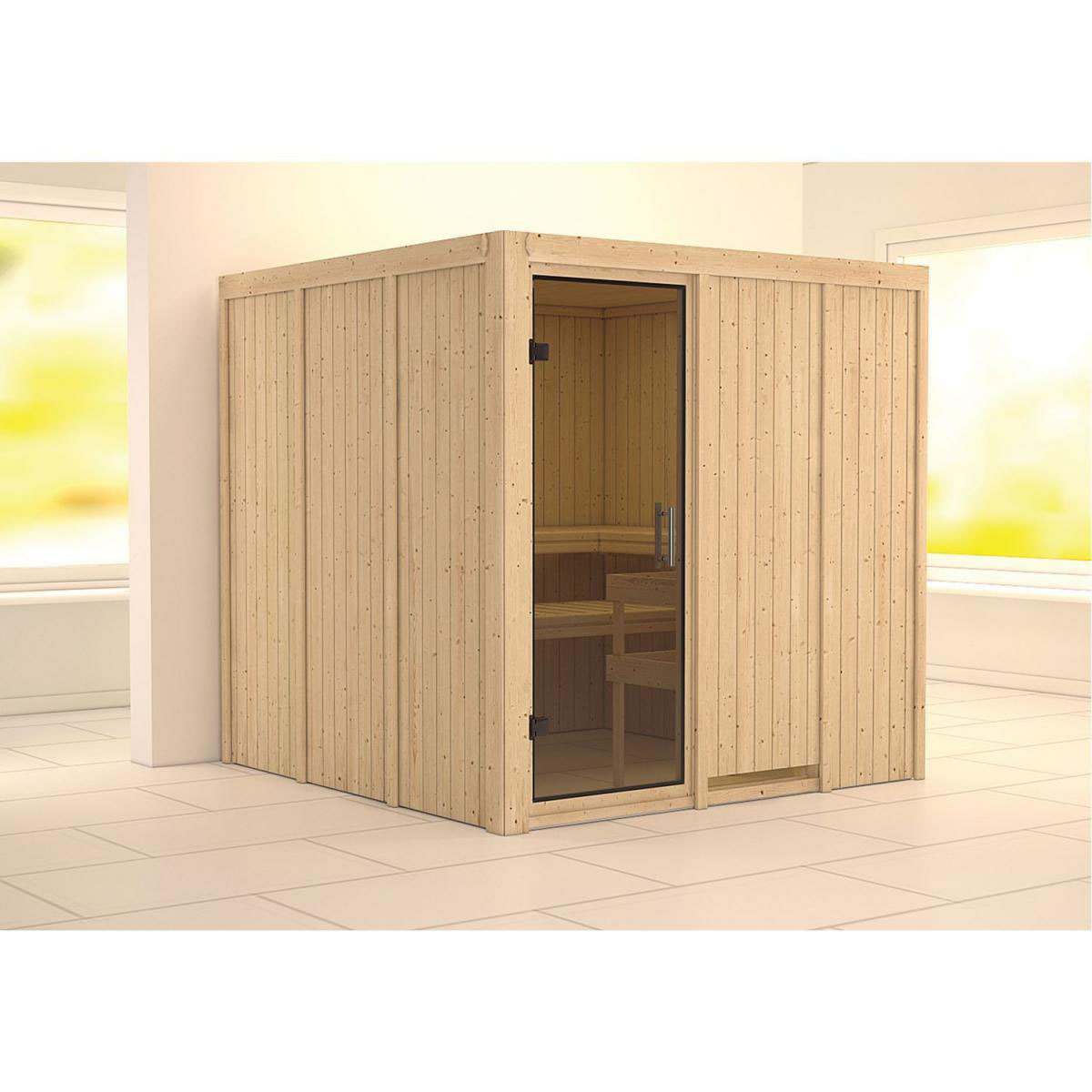 Karibu Sauna Rodin Fronteinstieg ohne Ofen Tür graphit ohne Kranz | ohne Ofen | Graphittür | Nein | 250148