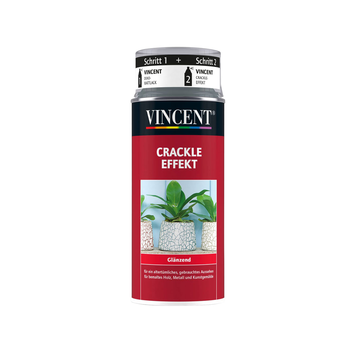 Vincent Crackle Effekt Sprühlack grau glänzend 0,4 L | Grau | 261466