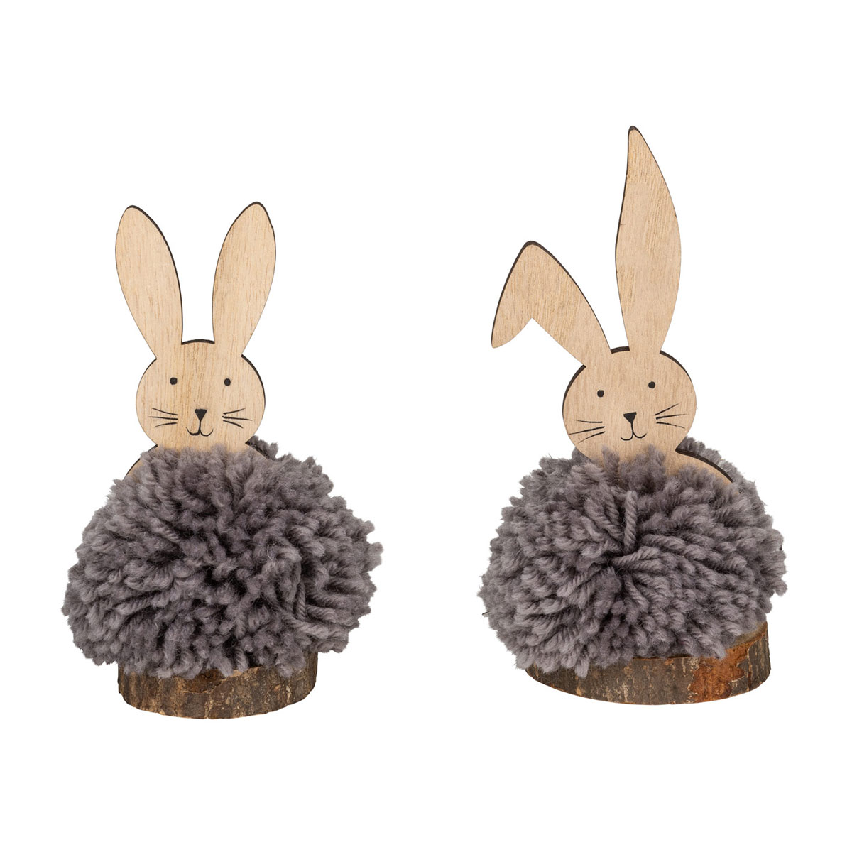 Holzaufsteller Hase mit Wolle 10 x 10 x 10 cm weiß | 267092