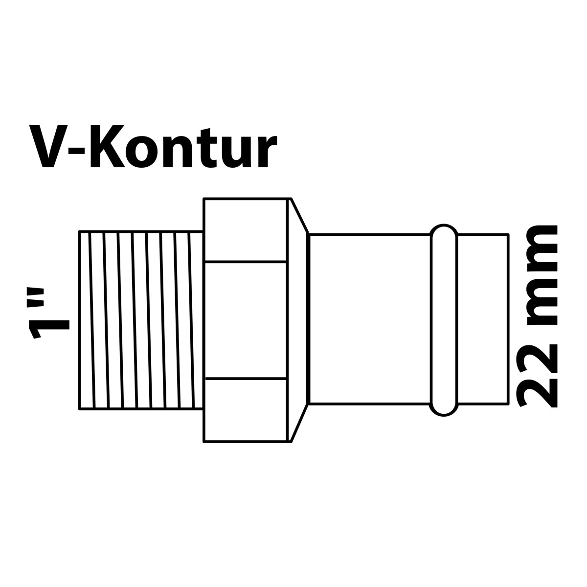 Kirchhoff RG Uebergangsnippel blank 22 mm x 1"AG 1 Muffe P4243g | 276266