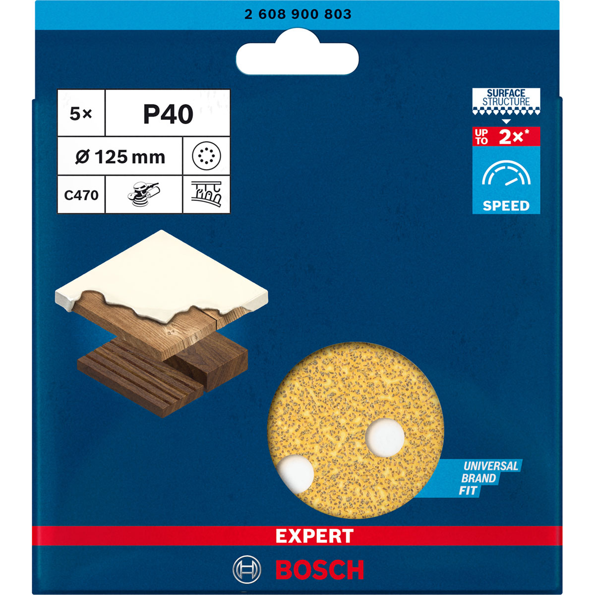 Bosch Professional  Expert C470 Schleifpapier 8 Loch 125 mm G 40 5- teilig  | 277482 – Bild 3