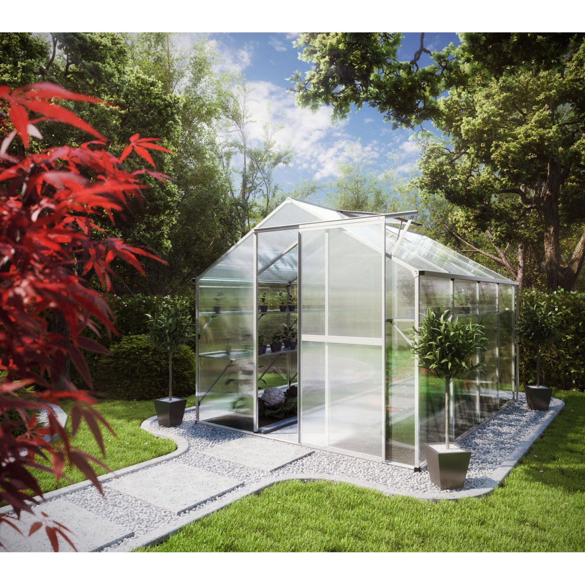 KGT Gewächshaus Flora IV 6,8m² silber | silber | 364072