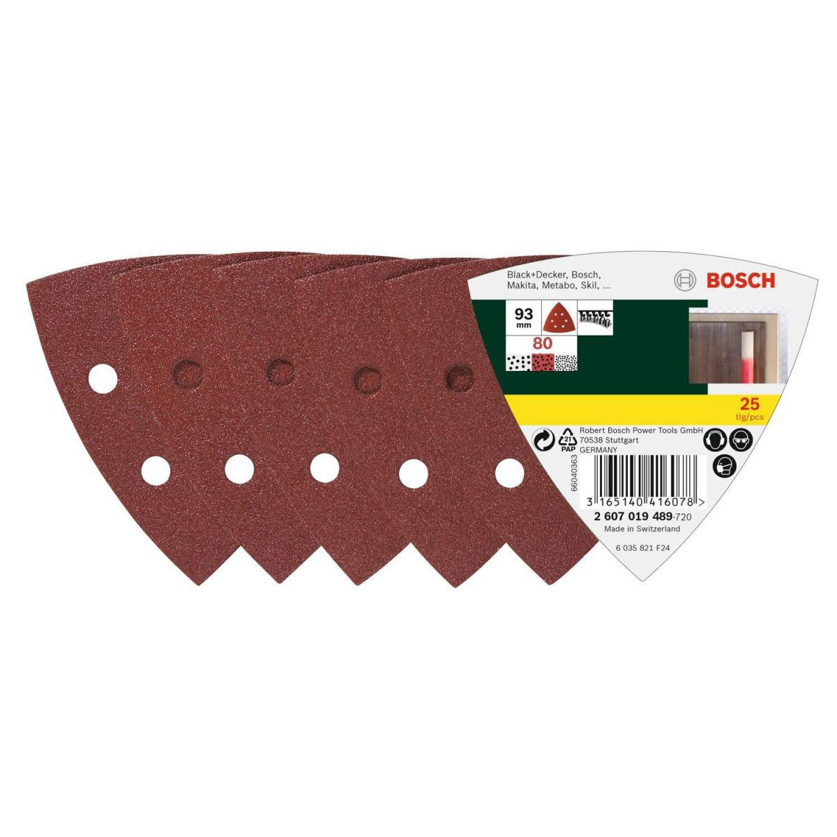 Bosch  Deltaschleifblatt Korund K80 9,3 cm 25 Stück | K80 | 476322