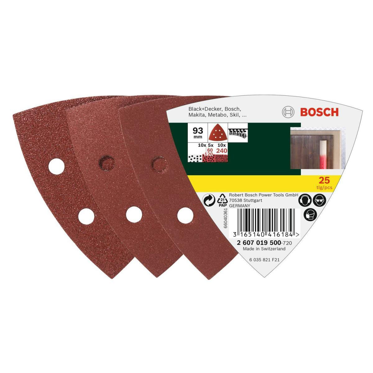 Bosch  Deltaschleifblatt-Set Korund K60/120/240 9,3 cm 25 Stück | K60/120/240 | 476324