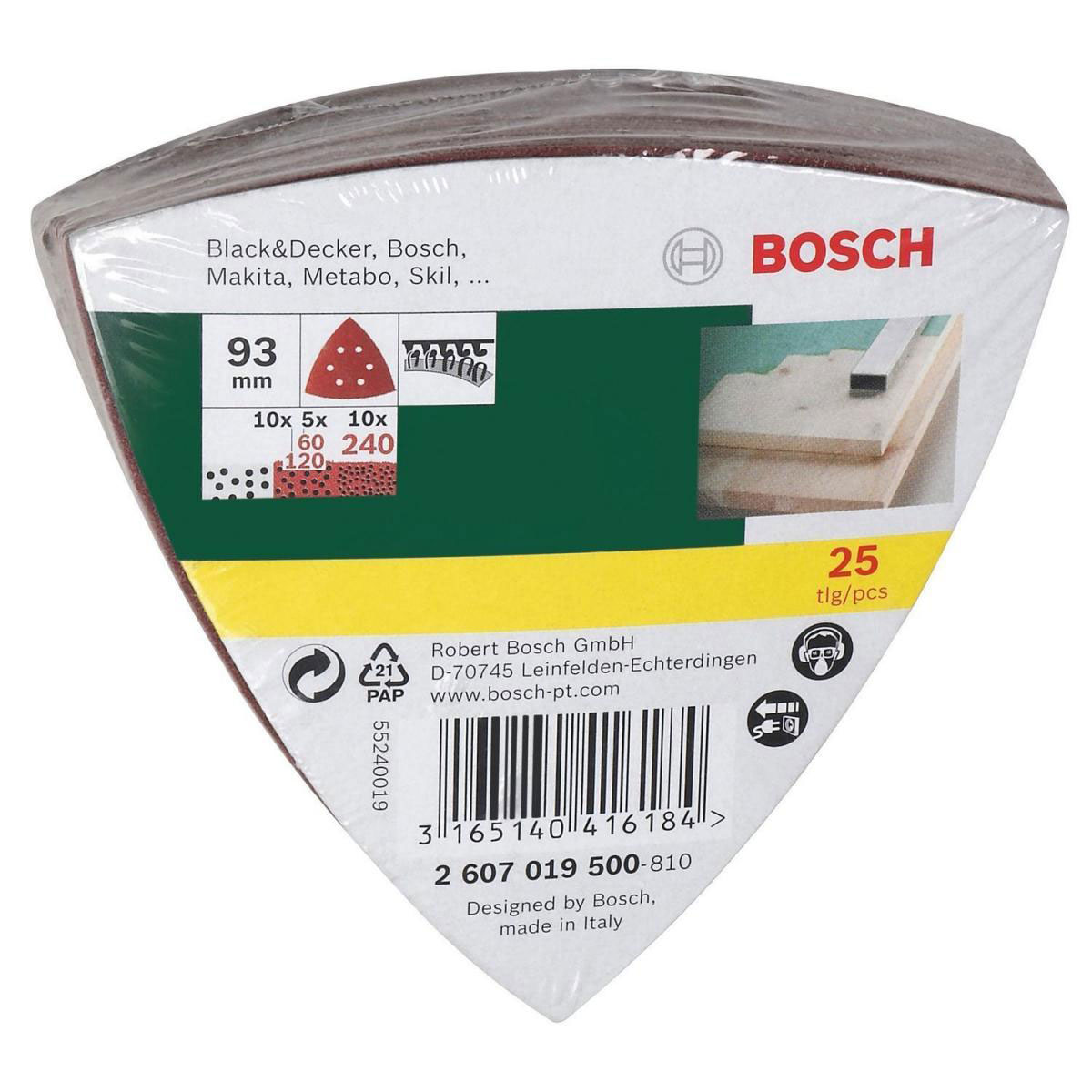Bosch  Deltaschleifblatt-Set Korund K60/120/240 9,3 cm 25 Stück | K60/120/240 | 476324 – Bild 3