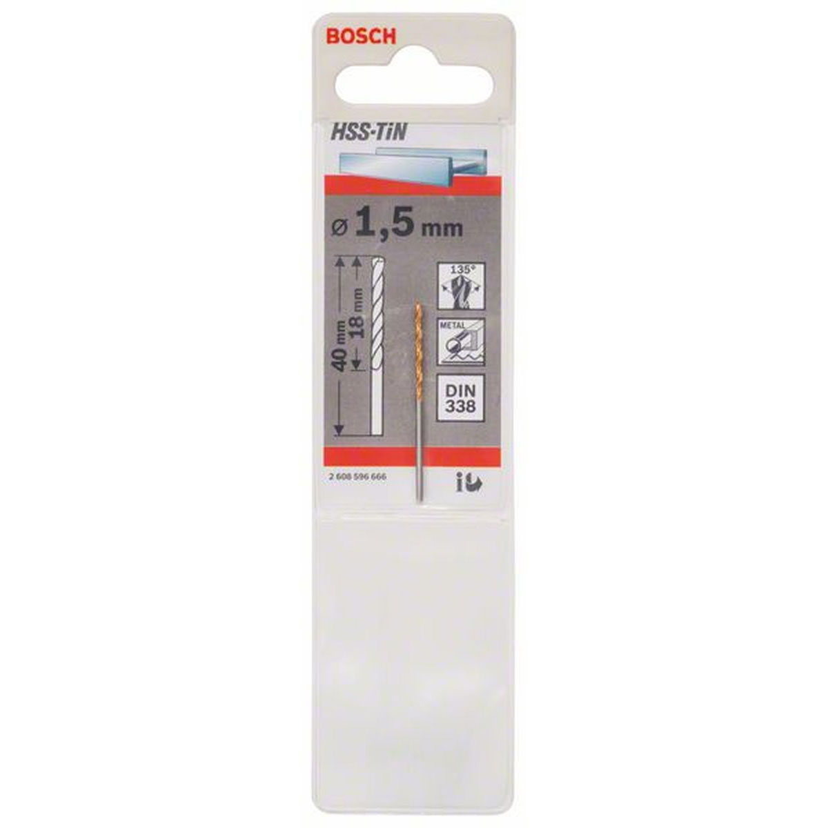 Bosch  Spiralbohrer HSS-TiN Durchmesser 1,5 x 18 mm | 18 | 490103