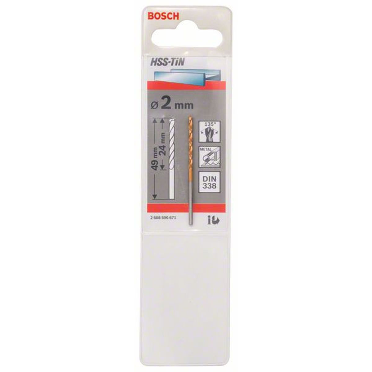 Bosch  Spiralbohrer HSS-TiN Durchmesser 2 x 24 mm | 24 | 490104