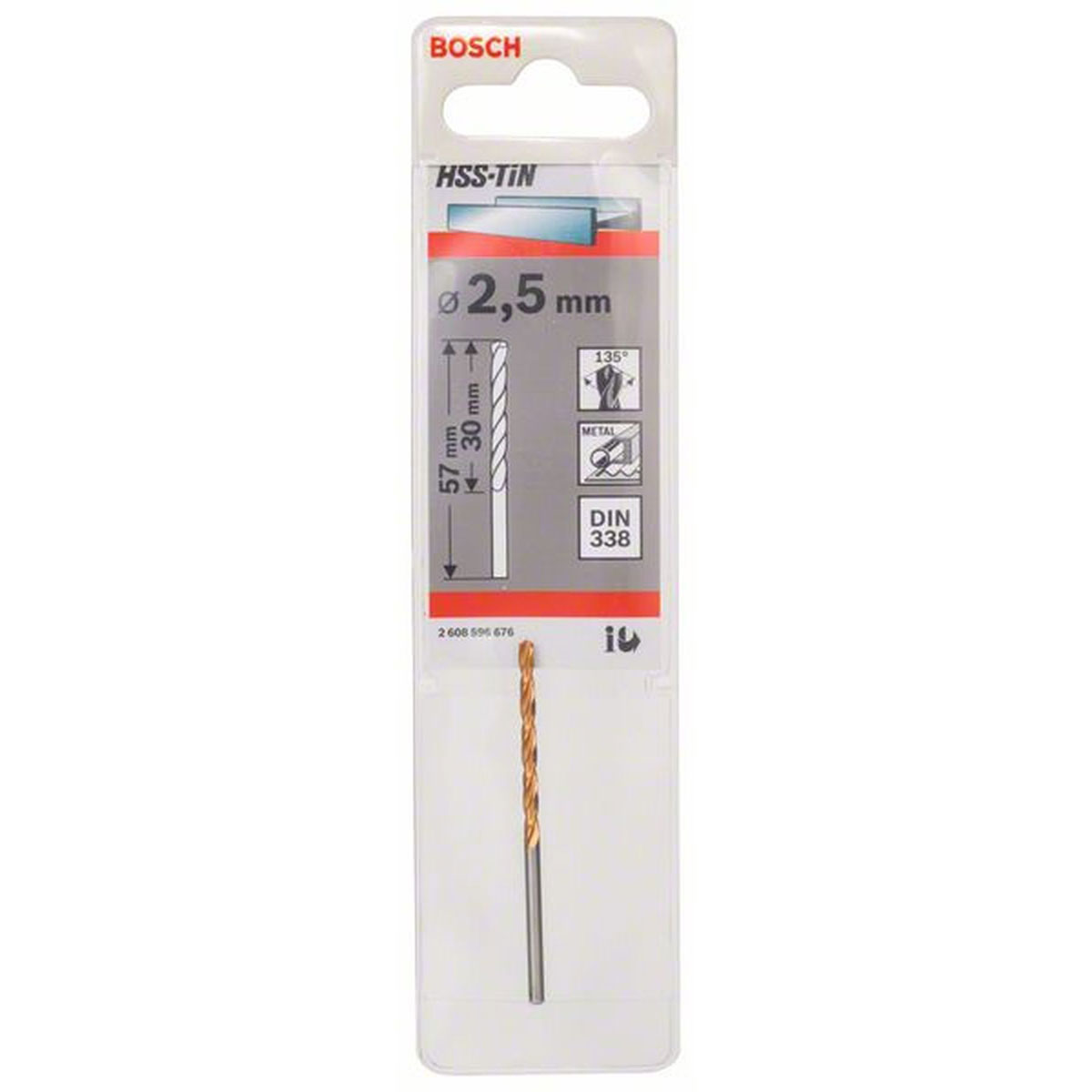 Bosch  Spiralbohrer HSS-TiN Durchmesser 2,5 x 30 mm | 30 | 490105