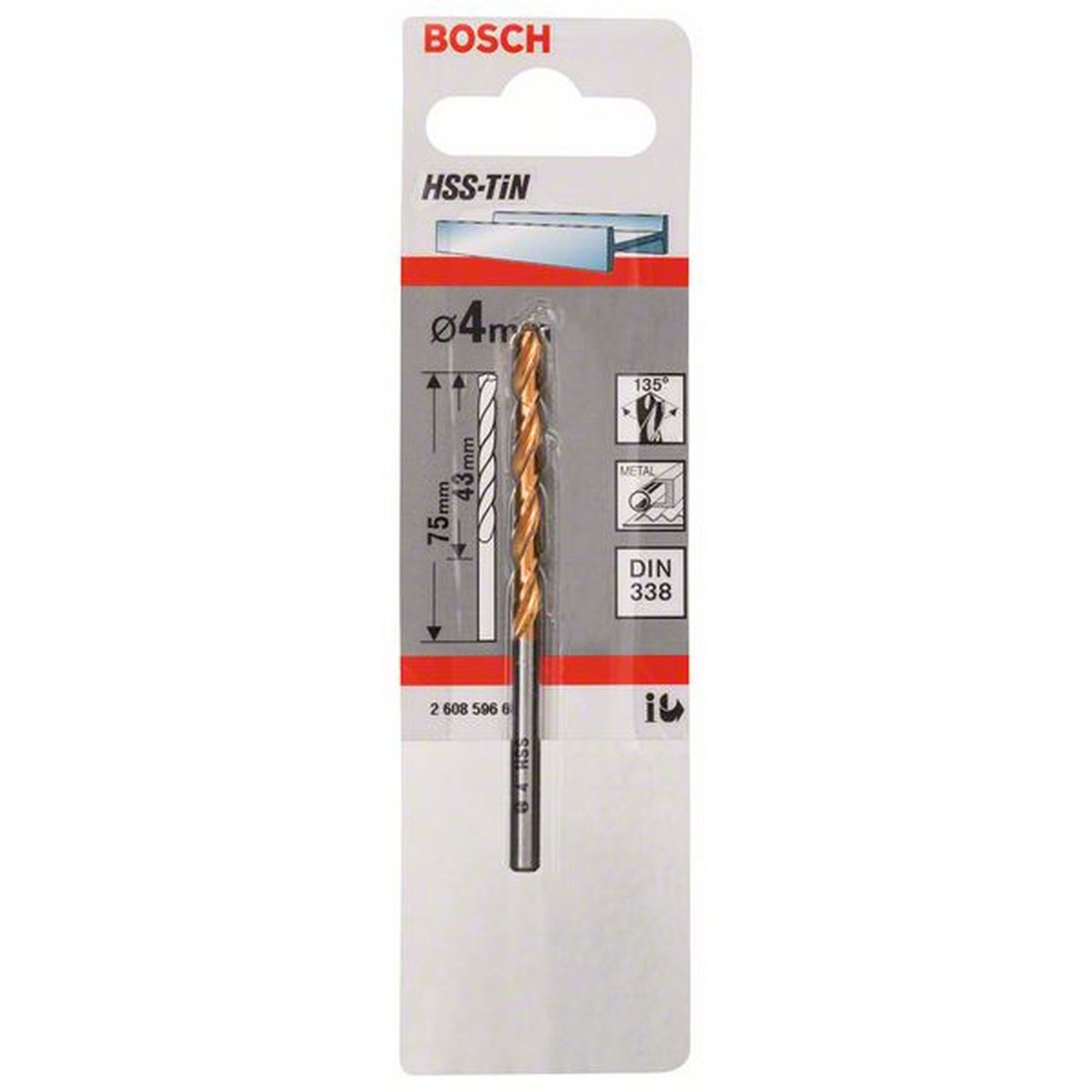 Bosch  Spiralbohrer HSS-TiN Durchmesser 4 x 43 mm | 43 | 490108