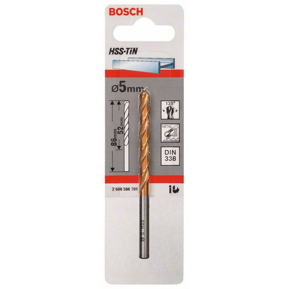 Bosch  Spiralbohrer HSS-TiN Durchmesser 5 x 52 mm | 52 | 490113
