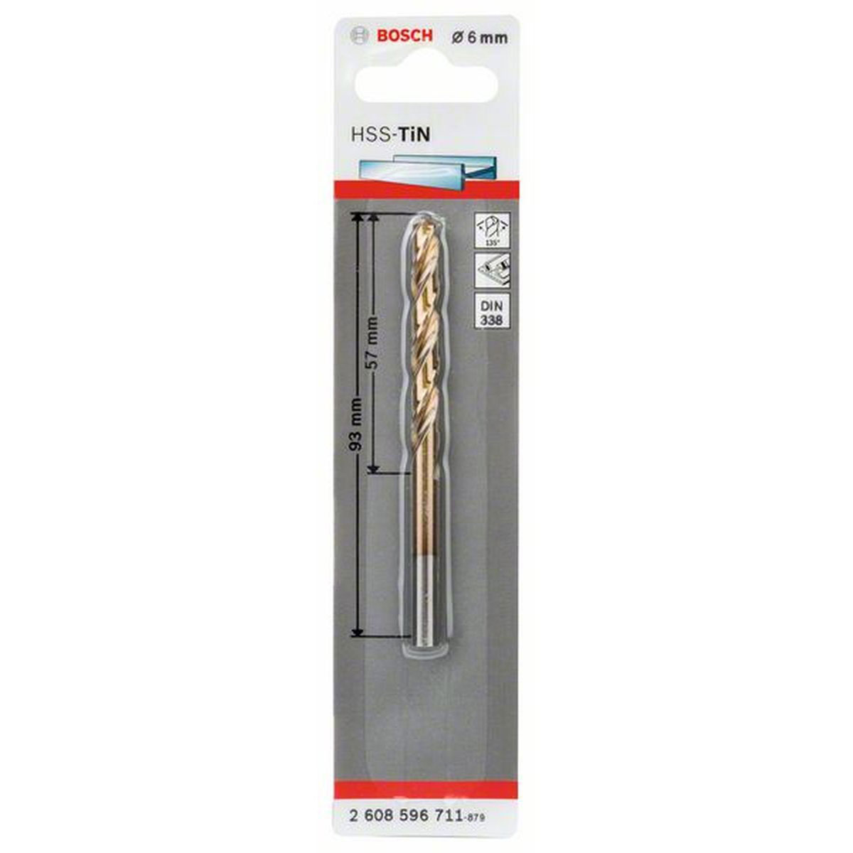 Bosch  Spiralbohrer HSS-TiN Durchmesser 6 x 57 mm | 57 | 490114
