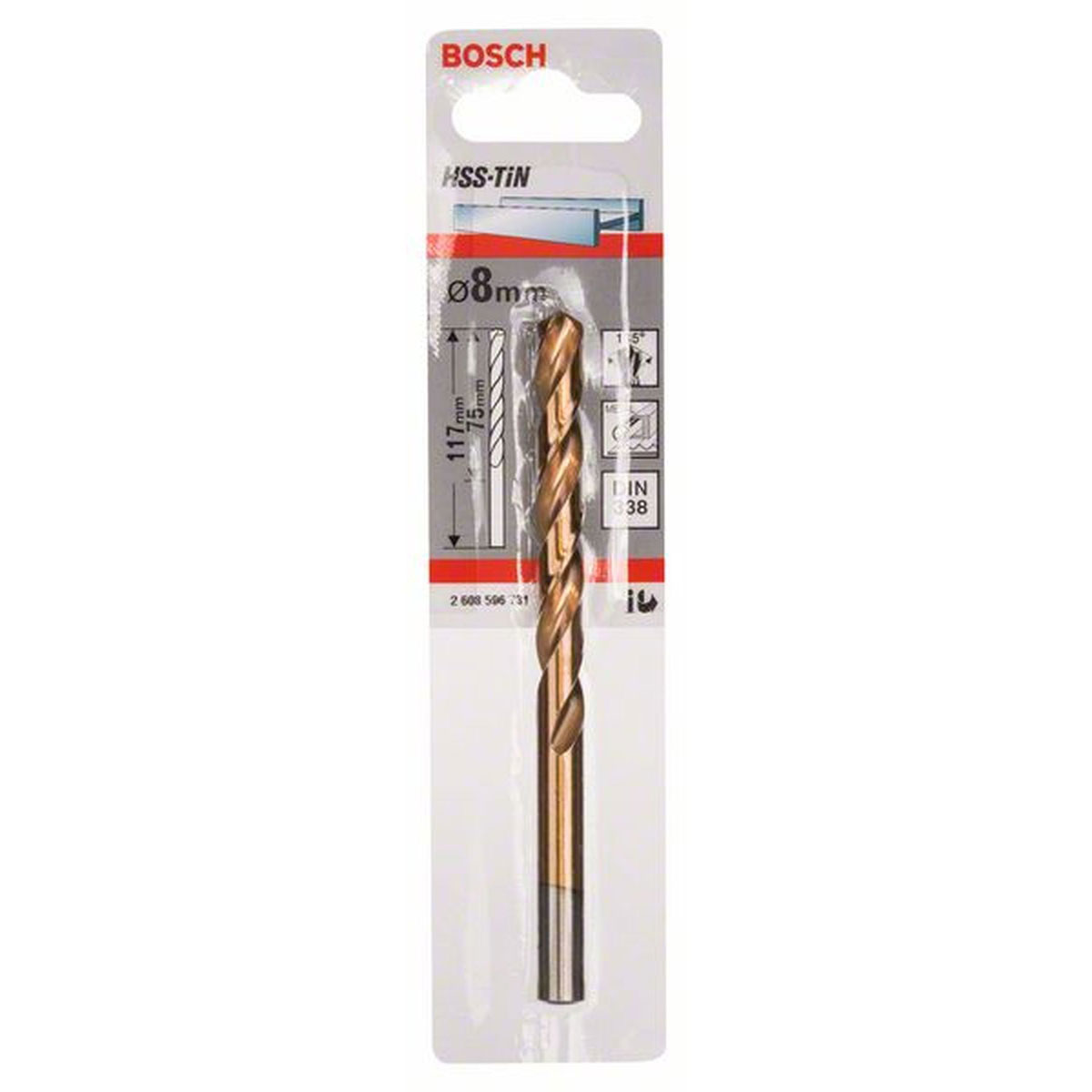 Bosch  Spiralbohrer HSS-TiN Durchmesser 8 x 75 mm | 75 | 490115