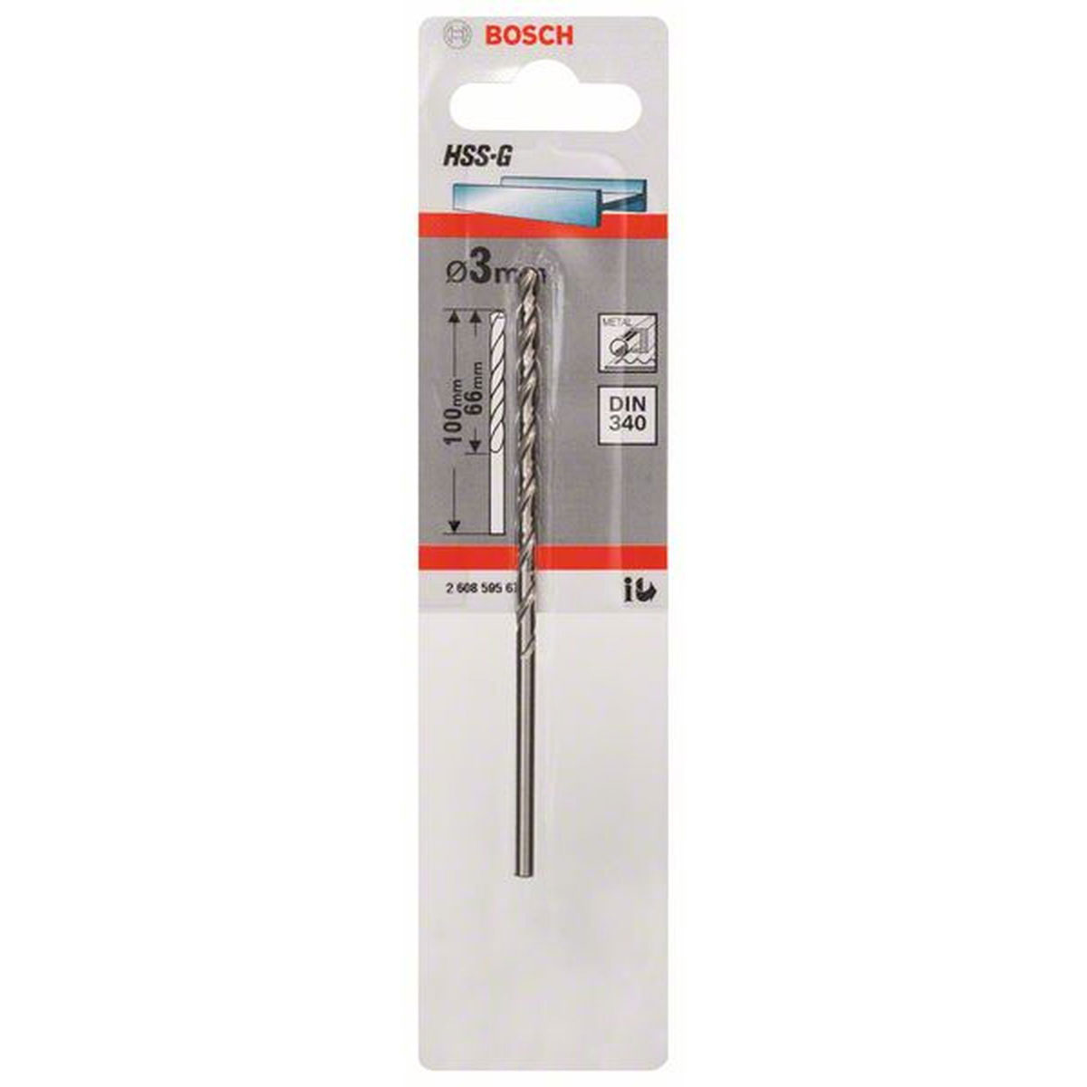 Bosch  Spiralbohrer HSS-G Durchmesser 3 x 66 mm | 66 | 490117
