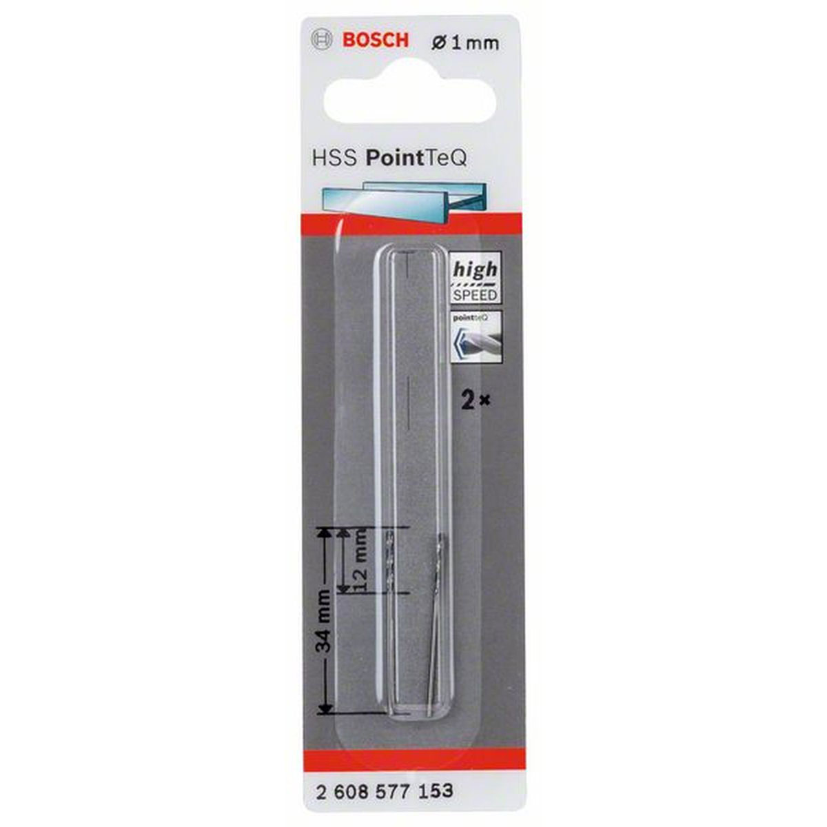 Bosch HSS-Spiralbohrer PointTeQ 1,0 mm | 34 | 490124