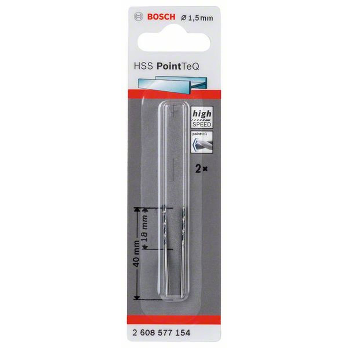 Bosch HSS-Spiralbohrer PointTeQ 1,5 mm | 40 | 490125