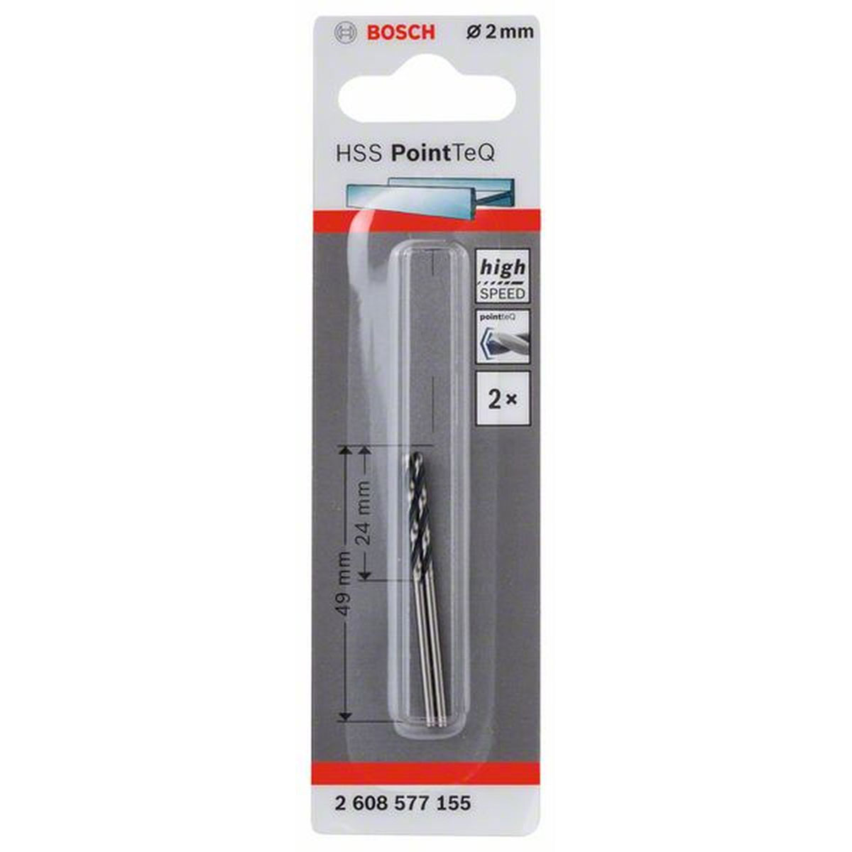 Bosch HSS-Spiralbohrer PointTeQ 2,0 mm | 49 | 490126