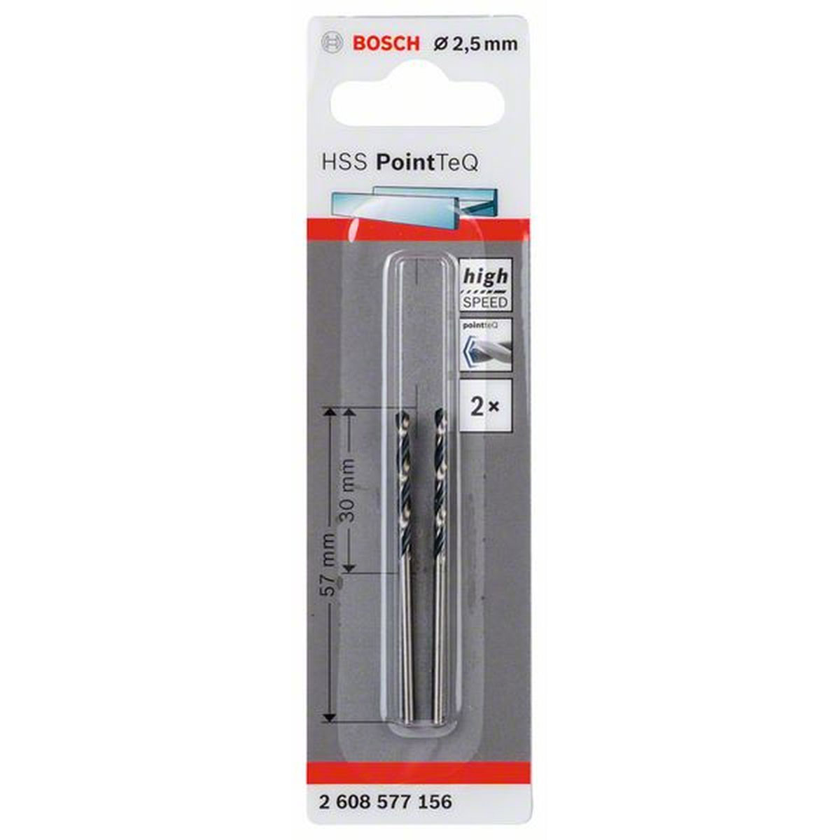 Bosch HSS-Spiralbohrer PointTeQ 2,5 mm | 57 | 490129