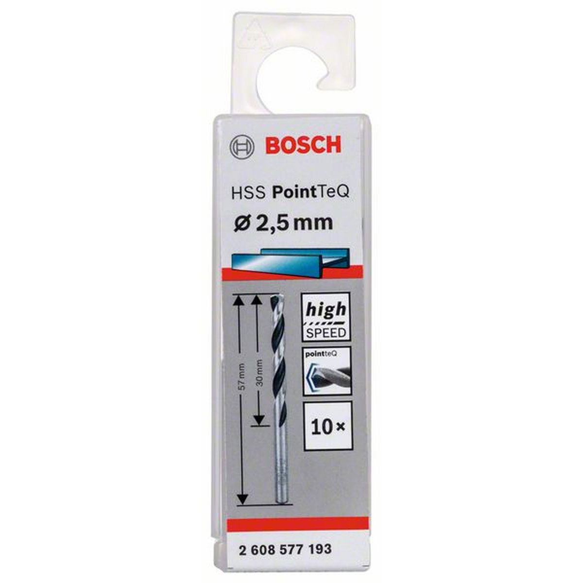 Bosch  HSS-Spiralbohrer PoinTeQ Durchmesser 2,5 x 30 mm 10 Stück | 30 | 490131