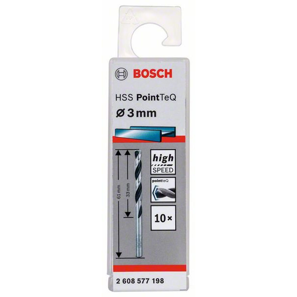 Bosch  HSS-Spiralbohrer PoinTeQ Durchmesser 3 x 33 mm 10 Stück | 33 | 490133