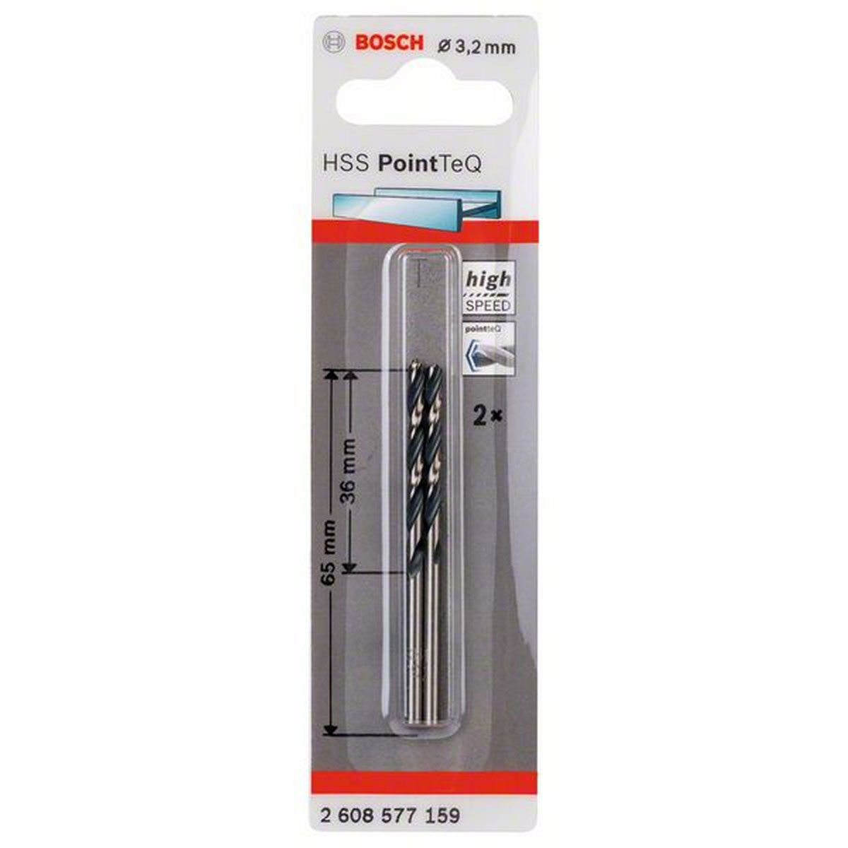 Bosch HSS-Spiralbohrer PointTeQ 3,2 mm | 6 | 490134