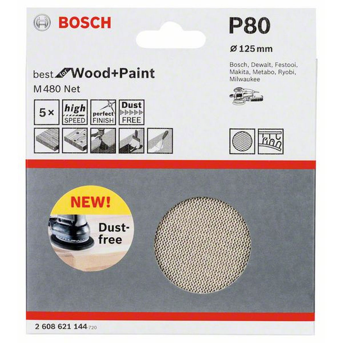 Bosch  Netzschleifblatt M480 K80 Durchmesser 125 mm | 125 | 80 | 490235