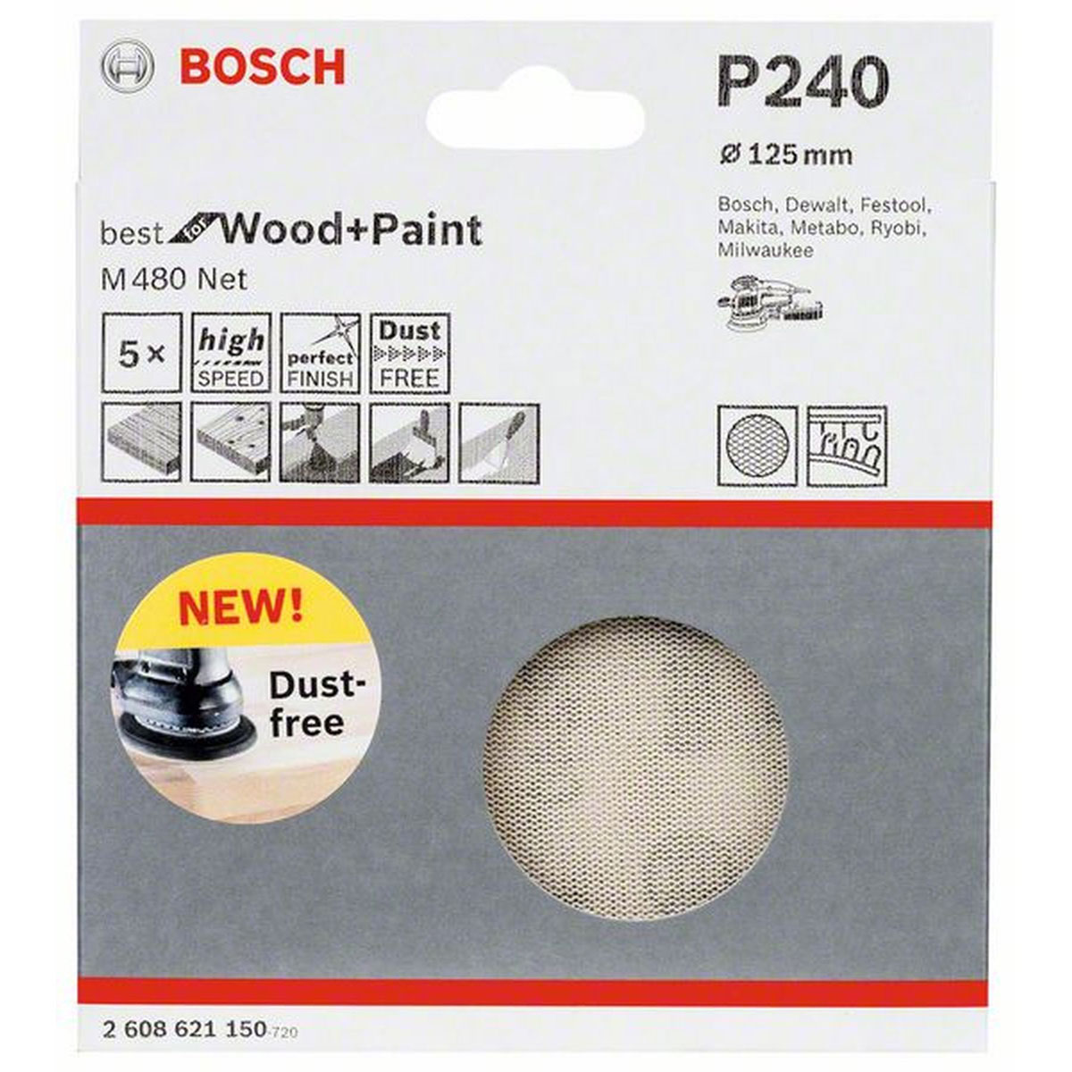 Bosch  Netzschleifblatt M480 K240 Durchmesser 125 mm | 125 | 240 | 490239