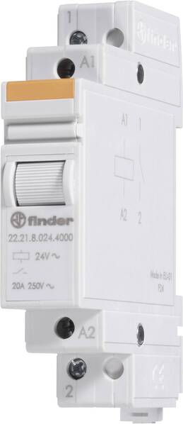 Finder 22.22.8.008.4000 Industrierelais Nennspannung: 8 V/AC Schaltstrom (max.): 20 A 2 Schließer 1 St.