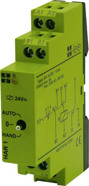 tele HAR1 24 V/AC/DC Industrierelais Nennspannung: 24 V/DC, 24 V/AC Schaltstrom (max.): 5 A 1 Wechsler 1 St.
